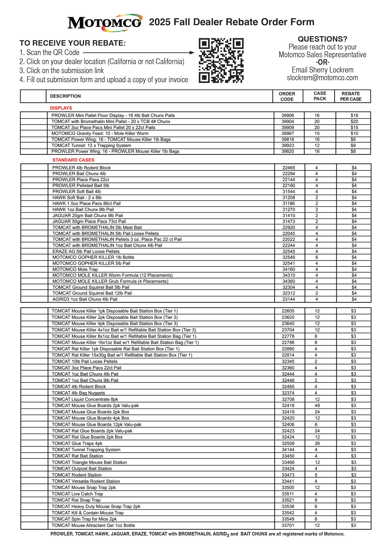 Dealer rebate order form