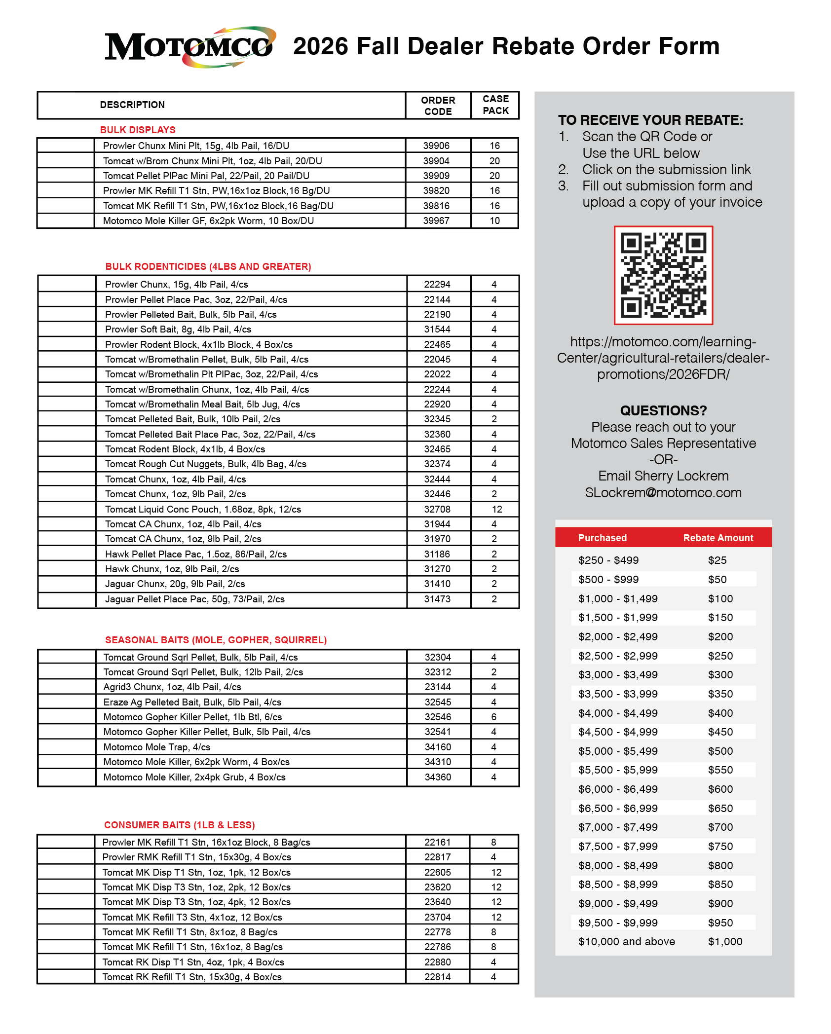 Dealer rebate order form
